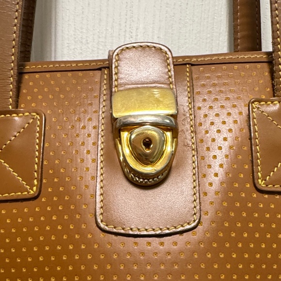 Dooney & Bourke Tan Leather Tote Bag | Gold Hardware | Classic Structured Purse - Picture 6 of 8